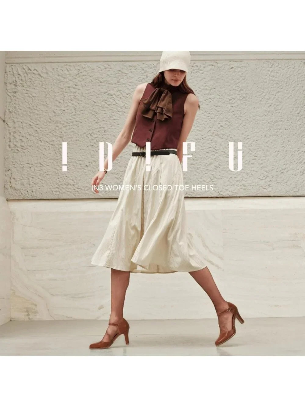 Women's Brown Pu Closed Toe Chunky High Heel Comfortable Party Dress Pumps Shoes
